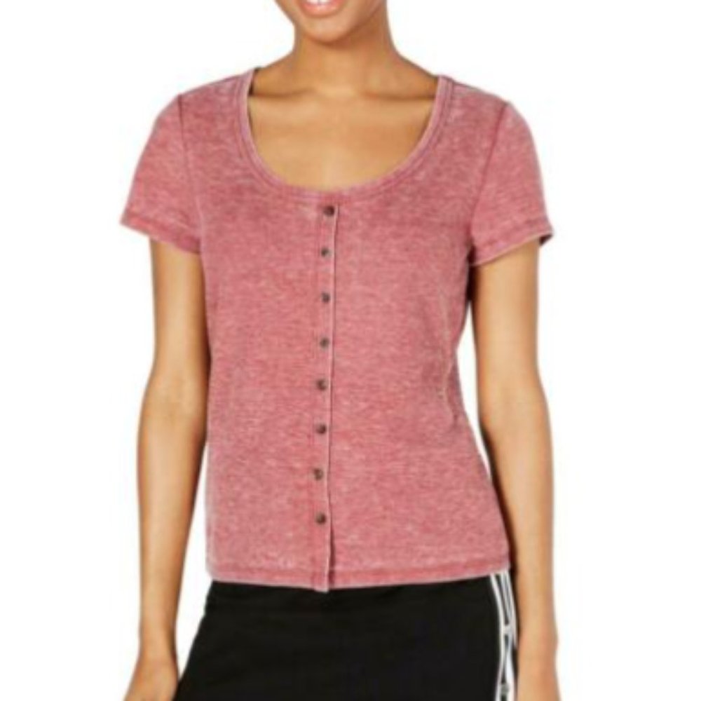 Crave Fame by Almost Famous Womens Waffle Knit Tee T-Shirt Top Juniors XL